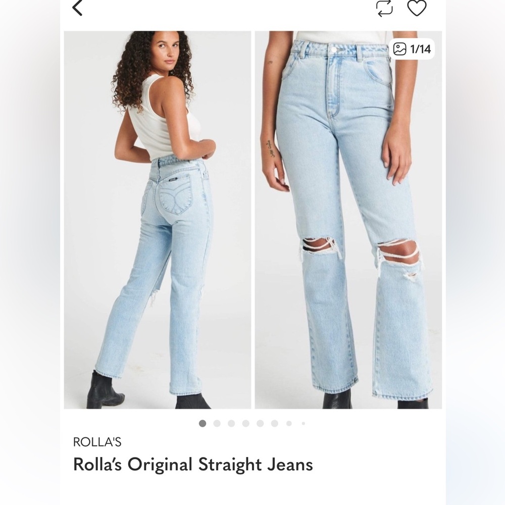 Rolla's Sky Blue Straight Leg Jeans - Picture 2 of 7